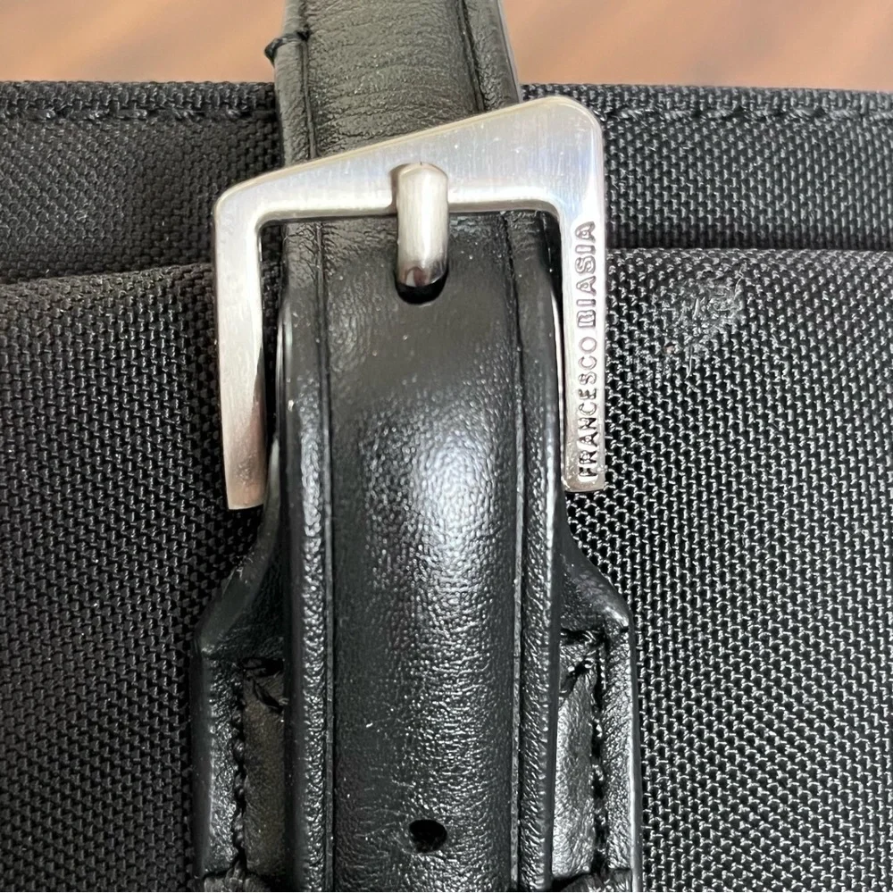 Francesco Biasia black nylon lap top work bag